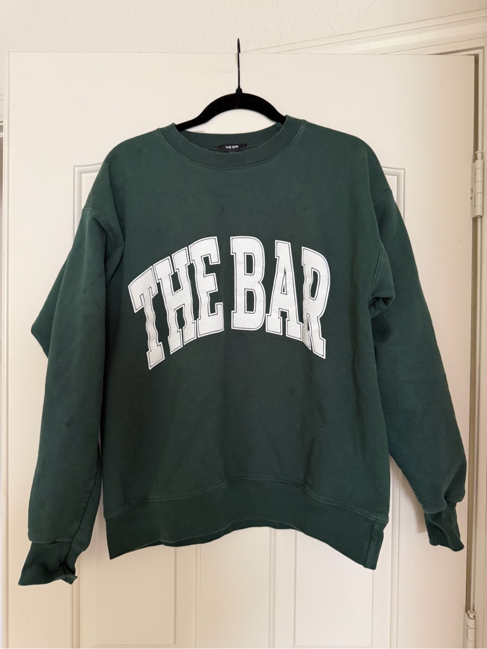 The Bar Dark Green Crewneck Sweatshirt with White Logo
